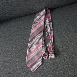 Versace 100% Silk Made in Italy 60 inch Pink and Silver Neck Tie